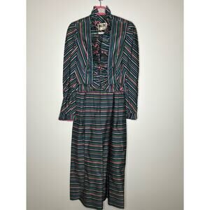 Bill Tice Royal Robes Hostess Gown Dress Taffata Stripe